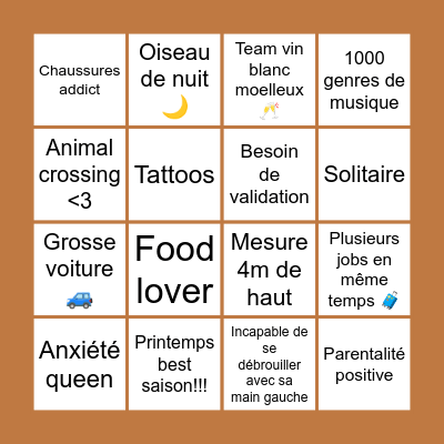 Andrea’s bingo Card