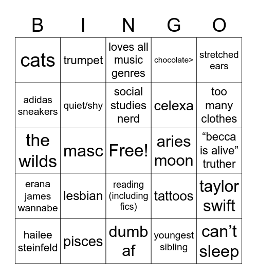 riann bingo Card