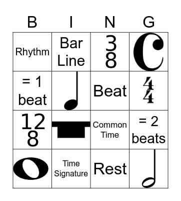 Rhythm Basics Review Bingo Card