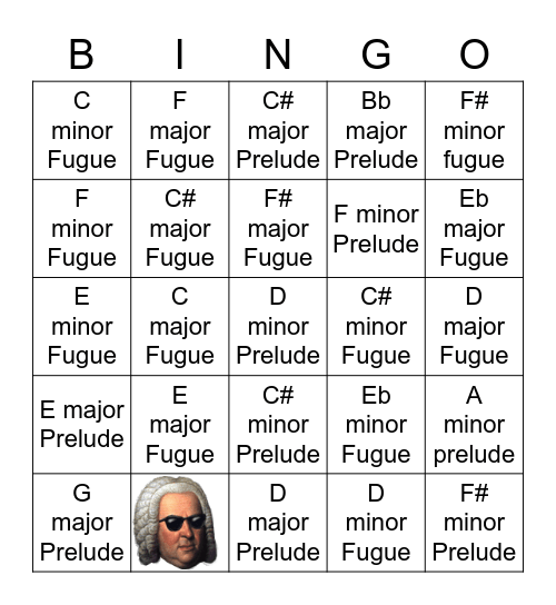 Bach Bingo, Book 1 Bingo Card