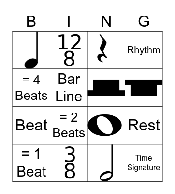 Rhythm Basics Review Bingo Card