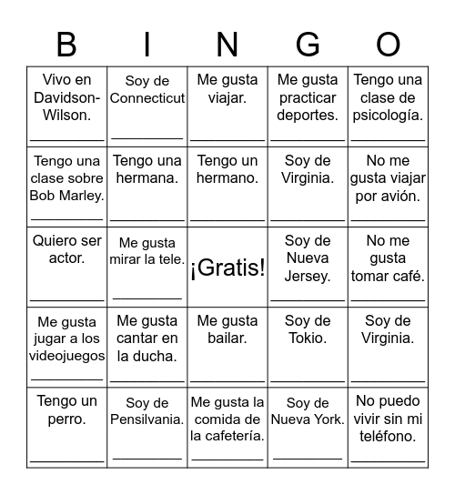 ¿Quién? Bingo Card