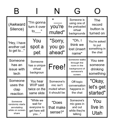 Division Meeting BINGO Card