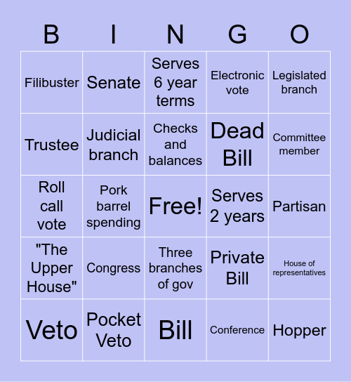 How to Make a Law (Vocab) Bingo Card