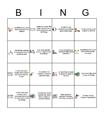 April Vocabulary Bingo Card