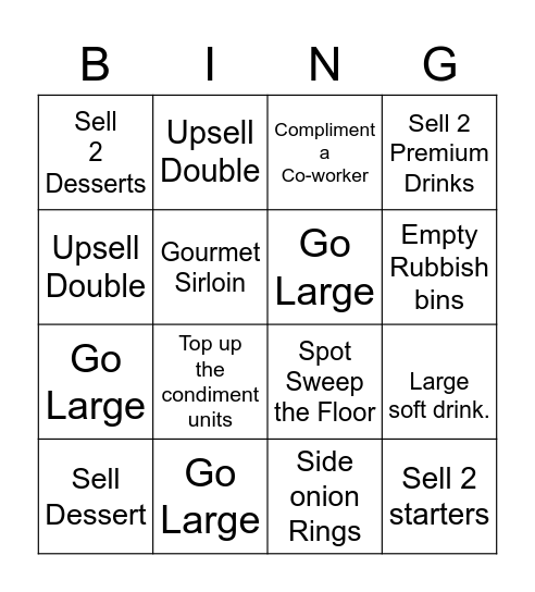 Teamwork/Upsell Bingo Card