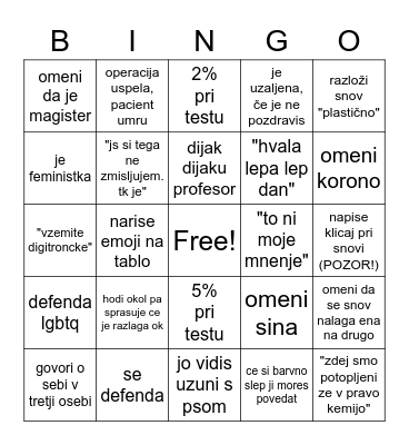 karmen bingo:) Bingo Card