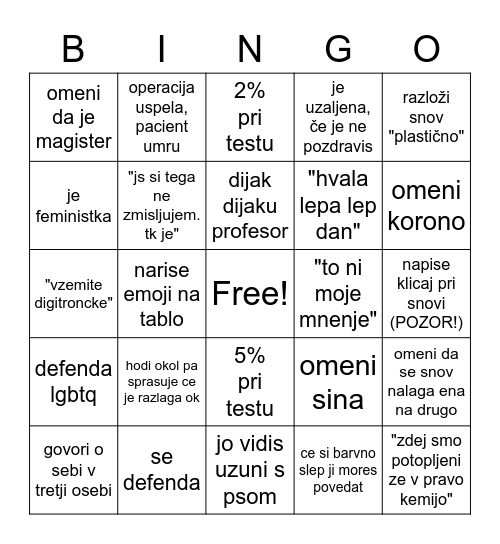 karmen bingo:) Bingo Card