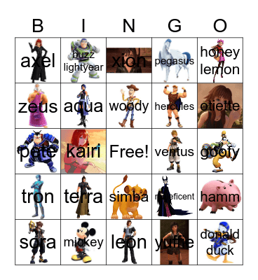 kingdom hearts Bingo Card