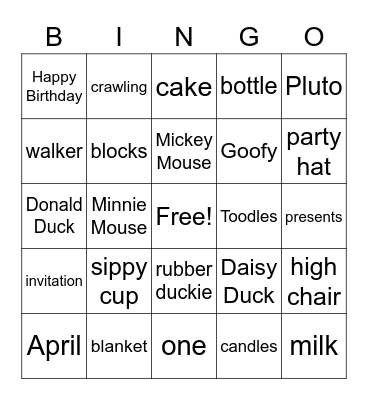 Jaxon's Birthday Bingo Card