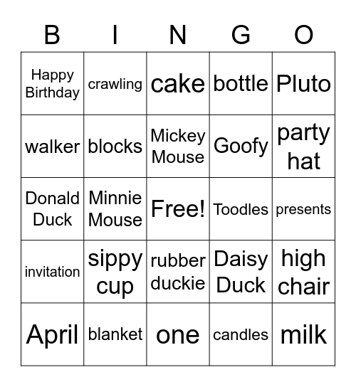 Jaxon's Birthday Bingo Card