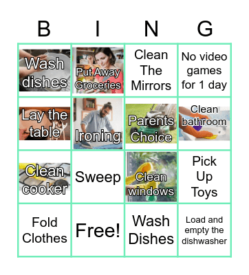 Household Chores Bingo Card