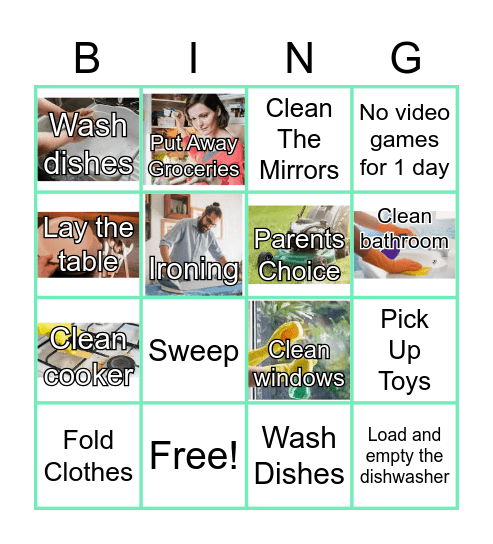 Household Chores Bingo Card