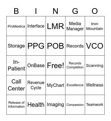 HIM Operations Bingo Card