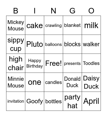Jaxon's Birthday Bingo Card