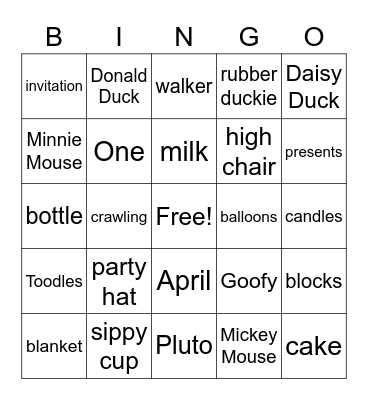 Jaxon's Birthday Bingo Card