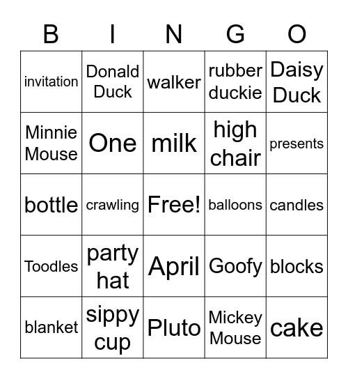 Jaxon's Birthday Bingo Card