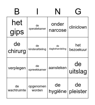 ZiekenhuisBingo Card