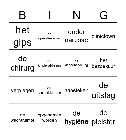ZiekenhuisBingo Card
