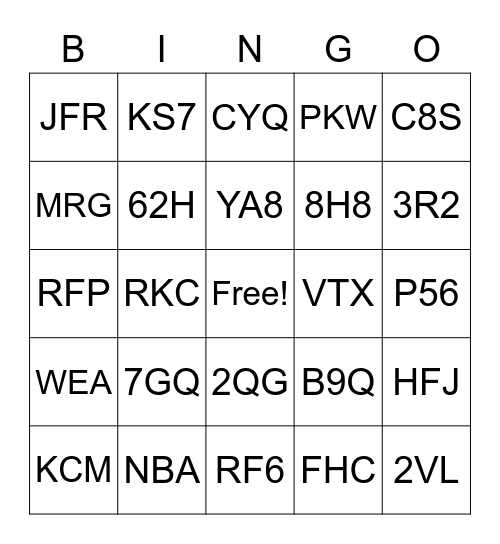 Geometry IXLs Bingo Card