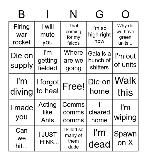 Vod Review Drunk Bingo Card