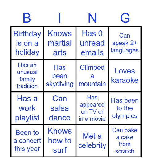 RPM Icebreaker Bingo Card