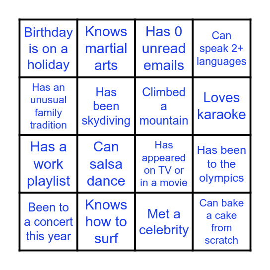 RPM Icebreaker Bingo Card