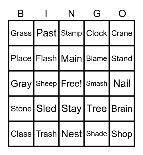 Words Their Way Bingo Card