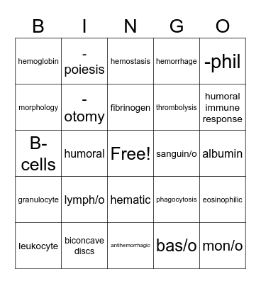MT U6 Bingo Card