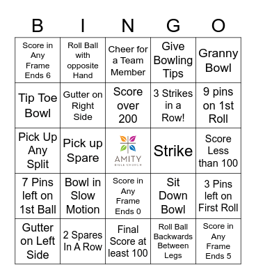 Amity  Bowling Bingo Card