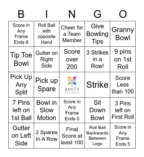 Amity  Bowling Bingo Card