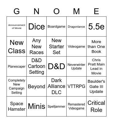 D&D Direct Bingo Card
