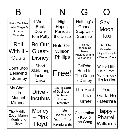 Musical Bingo- Leadership Competencies Bingo Card