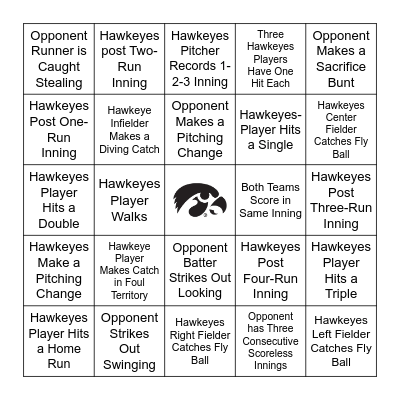 Hawkeyes Baseball Bingo Card