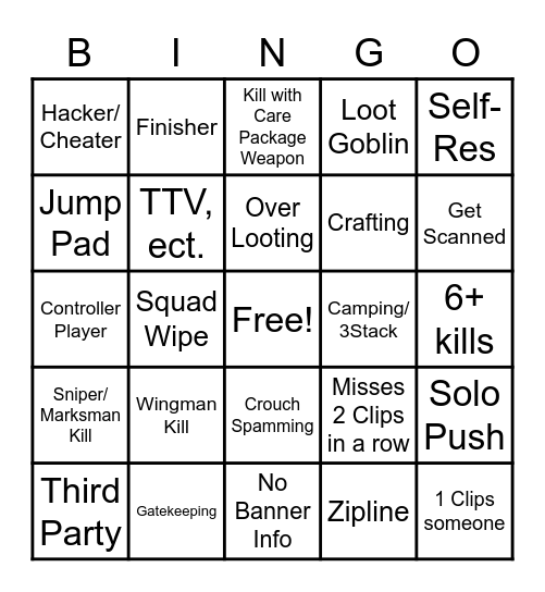 apex spectating Bingo Card