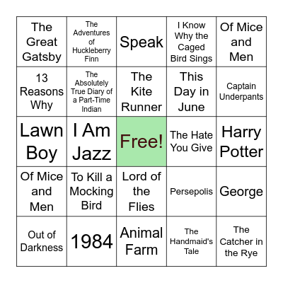 Book Banned Bingo Card