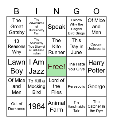 Book Banned Bingo Card