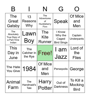 Book Banned Bingo Card