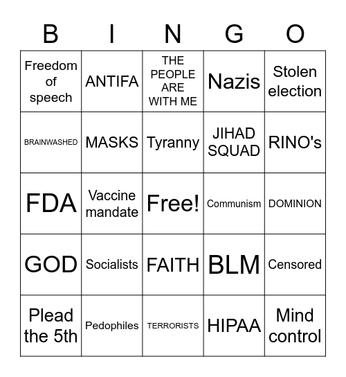 MTG UNDER OATH BINGO Card