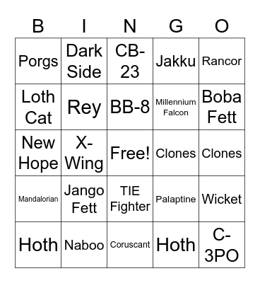 May the 4th Be With You Bingo Card