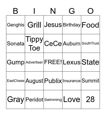 Happy Birthday Bingo Card