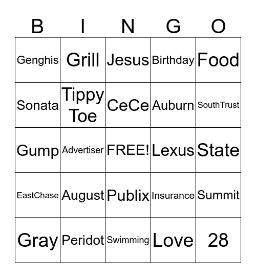 Happy Birthday Bingo Card