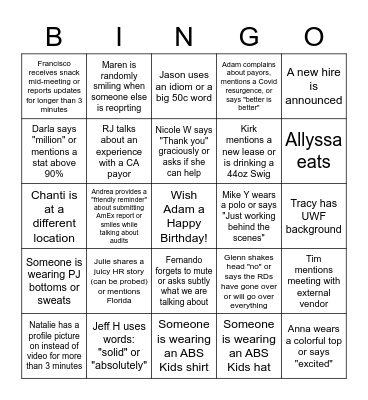 ABS Kids Bingo 2022 Bingo Card