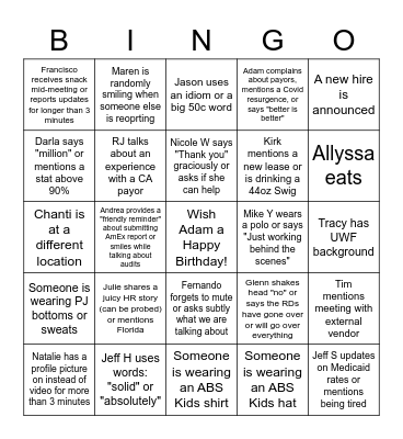 ABS Kids Bingo 2022 Bingo Card