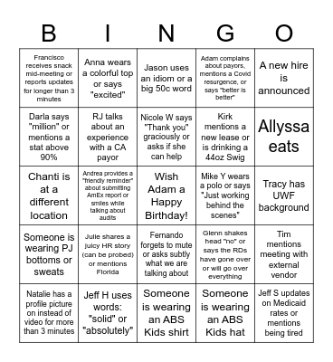 ABS Kids Bingo 2022 Bingo Card