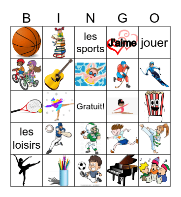 Les sports et les loisirs Bingo Card