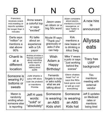 ABS Kids Bingo 2022 Bingo Card