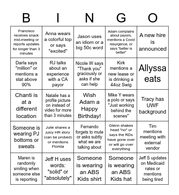 ABS Kids Bingo 2022 Bingo Card