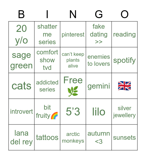 Luce 🫶 Bingo Card