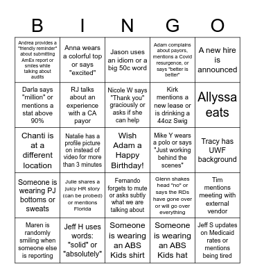 ABS Kids Bingo 2022 Bingo Card